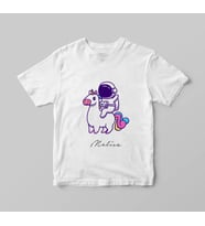 Astronot Unicorn Uzay Tişörtü Kişiye Özel (Büyük - Çocuk)