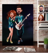 BK Gift Kişiye Özel Sevgililer Animasyon Karikatürlü Kanvas Tablo 70x100cm -31