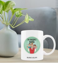 Babalar Günü Kişiye Özel Kupa Bardak - En Yakışıklı Baba Kupa Tasarımı (Beyaz)