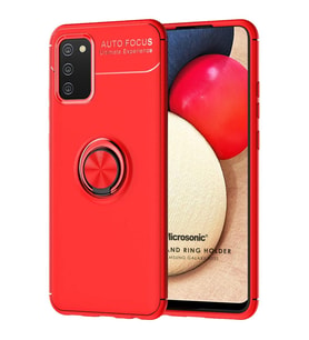 Microsonic Samsung Galaxy A02s Kılıf Kickstand Ring Holder Kırmızı