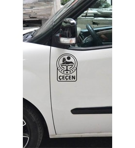 Çeçen Bayrak Araba Sticker Etiket Siyah (15 x 11 cm) 2 Adet