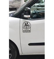 Çeçen Bayrak Araba Sticker Etiket Siyah (15 x 11 cm) 2 Adet