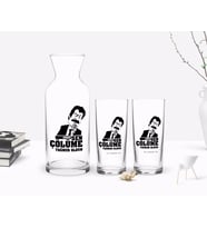BK Gift Kişiye Özel Renkli Baskılı Çünkü Sen Çölüme Yağmur Oldun Tasarımlı İkili Rakı Bardağı ve Karaf Hediye Seti-4 (Model 1)