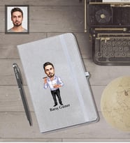 Kişiye Özel Erkek Karikatürlü Gri Defter Kalem Hediye Seti   Bay-13