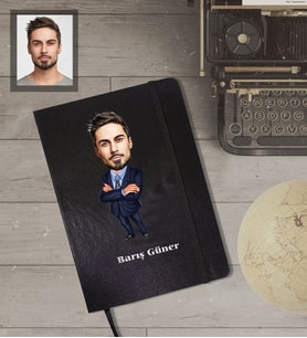 Kişiye Özel Öğretmen Karikatürlü Siyah Defter Bay-8