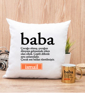 Baba Kelime Anlamı Yastık ve Gold Kupa Bardak