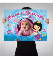 Doğum Günü Afişi Denizde Deniz kızı Konsept 70x100cm