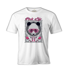 Panda - Pembe Beyaz Erkek Tshirt