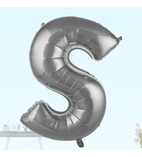 S Harf Folyo Balon, 100 cm - Gümüş (STD)