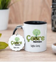 Çevre Mühendisi Siyah Kupa Bardak Ve Anahtarlık Set