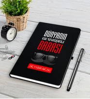 BK Gift Kişiye Özel Dünyanın En Yakışıklı Babası Siyah Defter Kalem Seti-2