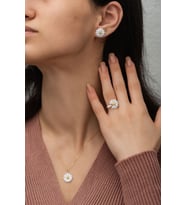 Papatya Silver 925 Ayar Gümüş Nano Mineli Özel Tasarım Altın Kaplama Papatya Set