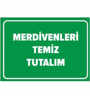 MIGNATIS - Merdivenleri Temiz Tutalım Levhası - Sac Malzeme 25x35cm