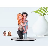 BK Gift Kişiye Özel Sevgililer Karikatürlü Ahşap Biblo Model-85 (Beyaz)