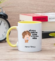 Kilolu Değilim İçime Attıklarım Ağır Sarı Kupa Bardak