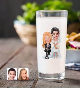 BK Gift Kişiye Özel Sevgililer Karikatürlü Rakı Bardağı-16 (Beyaz)