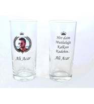 Ahşap Hediye Kutusu İçinde Resim ve Mesaj Baskılı Rakı Bardağı Hediye Seti