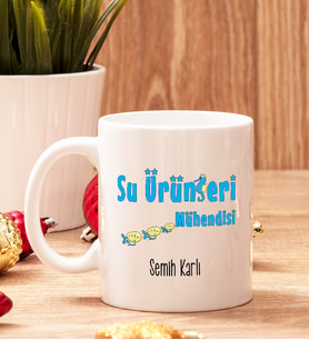 Su Ürünleri Mühendisine Hediye Beyaz Kupa Bardak