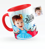 BK Gift Kişiye Özel Kız Çocuk Karikatürlü Kırmızı Kupa Bardak  1