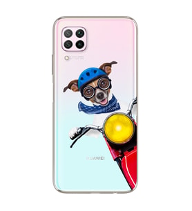 Motorcu Köpek Tasarımlı Süper Şeffaf Silikon Telefon Kılıfı Huawei P40 Lite