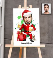 Kişiye Özel Yılbaşı Erkek Karikatürlü Ahşap Tablo 30x47 Model-7
