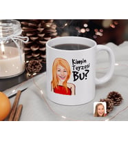BK Gift Kişiye Özel Kadın Kimin Teyzesi Bu Karikatürlü Beyaz Kupa Bardak-33