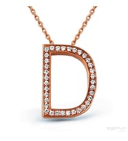 Zirkon Taşlı Gümüş D Harfi Kolye - N089401 (Rose)