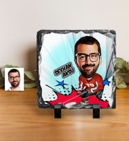 BK Gift Kişiye Özel Bay Hokey Oyuncusu Karikatürlü Dekoratif Doğal Taş