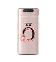 Pembe Çiçekli Harf Tasarım Süper Şeffaf Silikon Telefon Kılıfı Samsung A80 Ö-Har