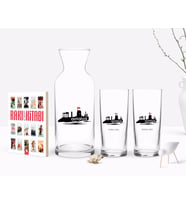 BK Gift Kişiye Özel Renkli Baskılı Antalya Tasarımlı Turistik İkili Rakı Bardağı Karaf ve Cep Kitabı Hediye Seti-2 (Model 1)