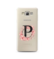 Pembe Çiçekli Harf Tasarım Süper Şeffaf Silikon Telefon Kılıfı Samsung A7 (2015)