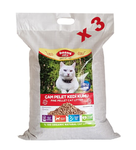 Bonny Nice Organik Çam Pelet Kedi Kumu 10 kg 17 l x 3 Paket