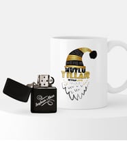 BK Gift Kişiye Özel Yılbaşı Mutlu Yıllar Temalı Çakmak ve Kupa Seti - 8