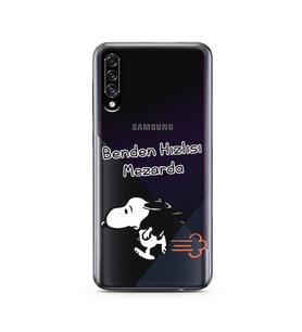 Snoopy Tasarımlı Süper Şeffaf Silikon Telefon Kılıfı Samsung A30s