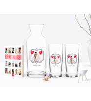 BK Gift Kişiye Özel Renkli Baskılı İsimli Fotoğraflı İkili Rakı Bardağı Karaf ve Cep Kitabı Hediye Seti-31 (Model 1)