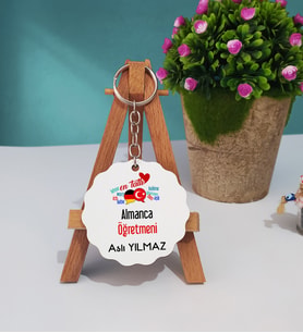 Mesajlı Almanca Öğretmeni Hediye Ahşap Anahtarlık