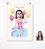 BK Gift Kişiye Özel Doğum Günü Karikatür Afiş Poster 50 X 70 Cm 11