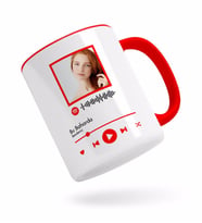 BK Gift Kişiye Özel Spotify Barkodlu Fotoğraflı Kırmızı Kupa Bardak