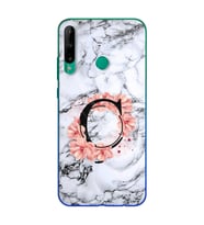 Mermer Çiçekli Harf Tasarım Süper Şeffaf Silikon Telefon Kılıfı Huawei P40 Lite 