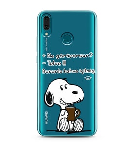 Snoopy Tasarımlı Süper Şeffaf Silikon Telefon Kılıfı Huawei Y9 (2019)