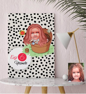 BK Gift Kişiye Özel Kız Çocuk Yaş Karikatürlü Kanvas Tablo 30x50cm-10