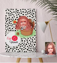 BK Gift Kişiye Özel Kız Çocuk Yaş Karikatürlü Kanvas Tablo 30x50cm-10