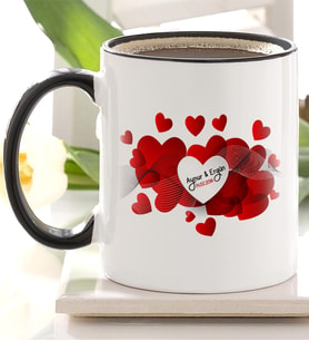 BK Gift Kişiye Özel Sevgililer Günü Temalı Siyah Kupa Bardak  7