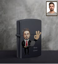 Kişiye Özel Patron Karikatürlü UV Baskılı Siyah Benzinli Çakmak Bay-4