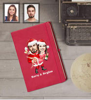 Kişiye Özel Yılbaşı Sevgili Karikatürlü Kırmızı Defter Model-2
