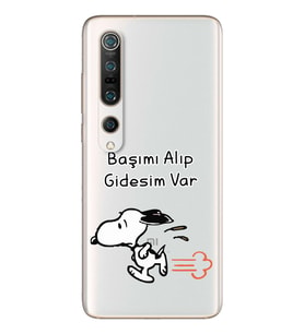 Snoopy Tasarımlı Süper Şeffaf Silikon Telefon Kılıfı Xiomai Mi10- Mi 10 Pro