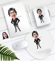 BK Gift Kişiye Özel Bayan Pilot Karikatürlü Defter Kalem Kupa Mouse Pad Seti (Model 1)