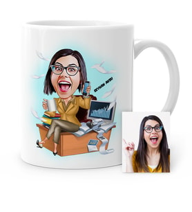 BK Gift Kişiye Özel Bayan Muhasebeci Karikatür Beyaz Kupa Bardak  1