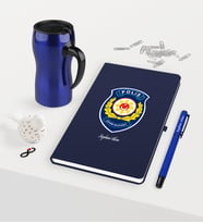 BK Gift Kişiye Özel Polis Çevik Kuvvet Temalı Lacivert Defter Kalem Termos Mug Seti (Model 1)
