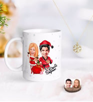 BK Gift Kişiye Özel Yeni Yıl Sevgililer Karikatürlü Kupa ve Kar Tanesi Kolye-5 (Model 1)
